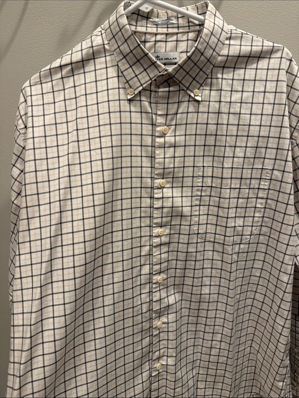 Peter Millar Men's Off White Plaid Button-Down Shirt